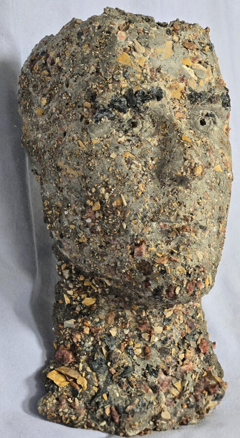 EMERGENCE (2026) Life sized partial bust. Fieldstone &amp; concrete. (27 cm x 15 cm x 10 cm)